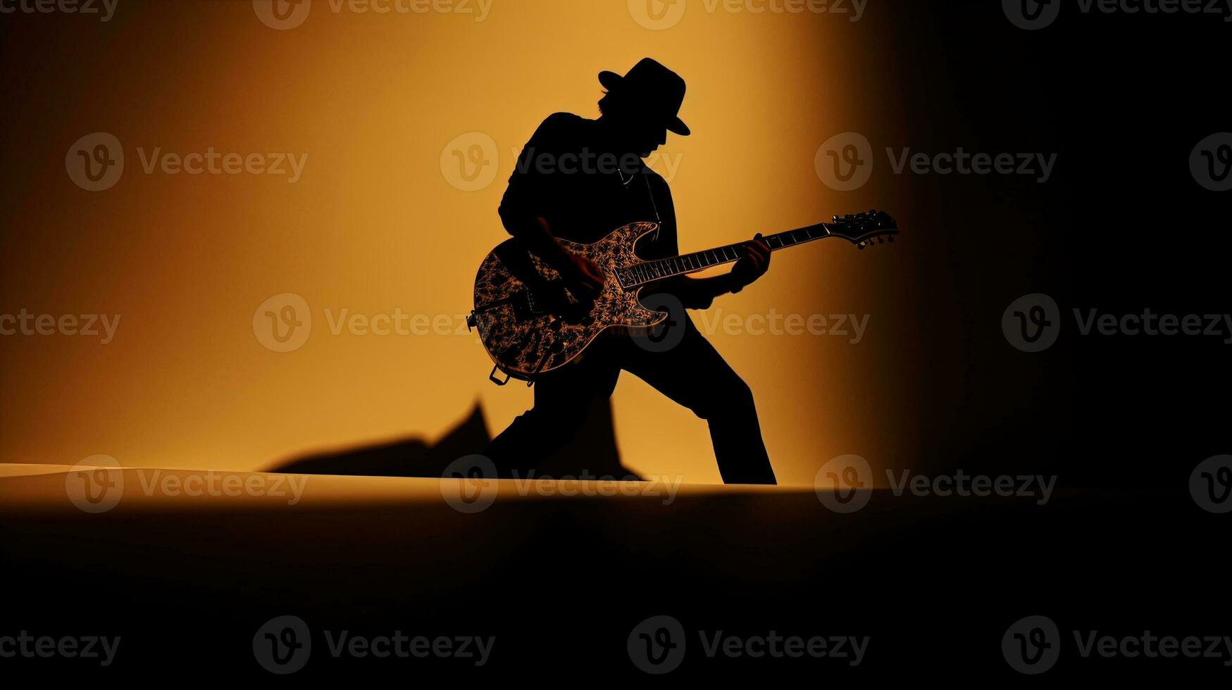 Gitarre Schatten. Silhouette Konzept foto