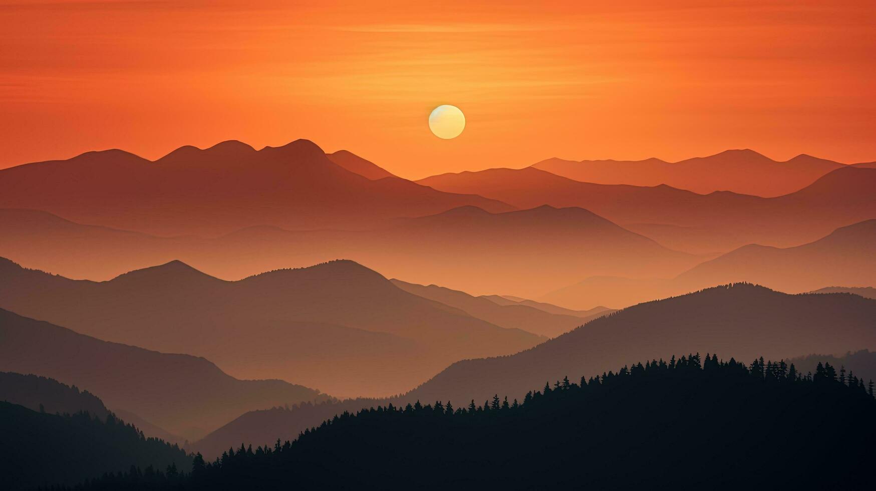 Herrlich Sonnenuntergang Über Karpaten Berge. Silhouette Konzept foto