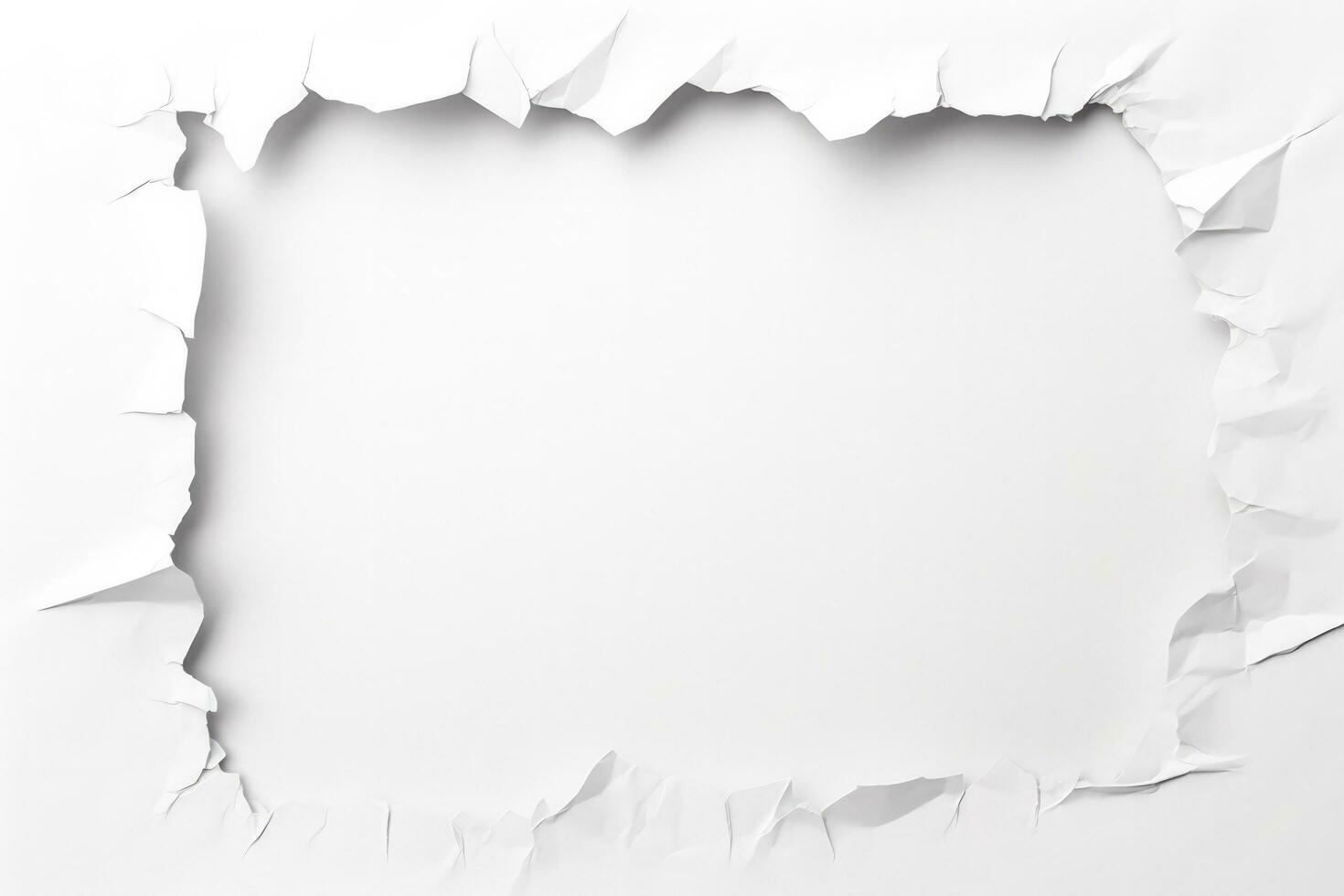 Weiß zerrissen Papier Stück Design isoliert auf Weiß Hintergrund foto