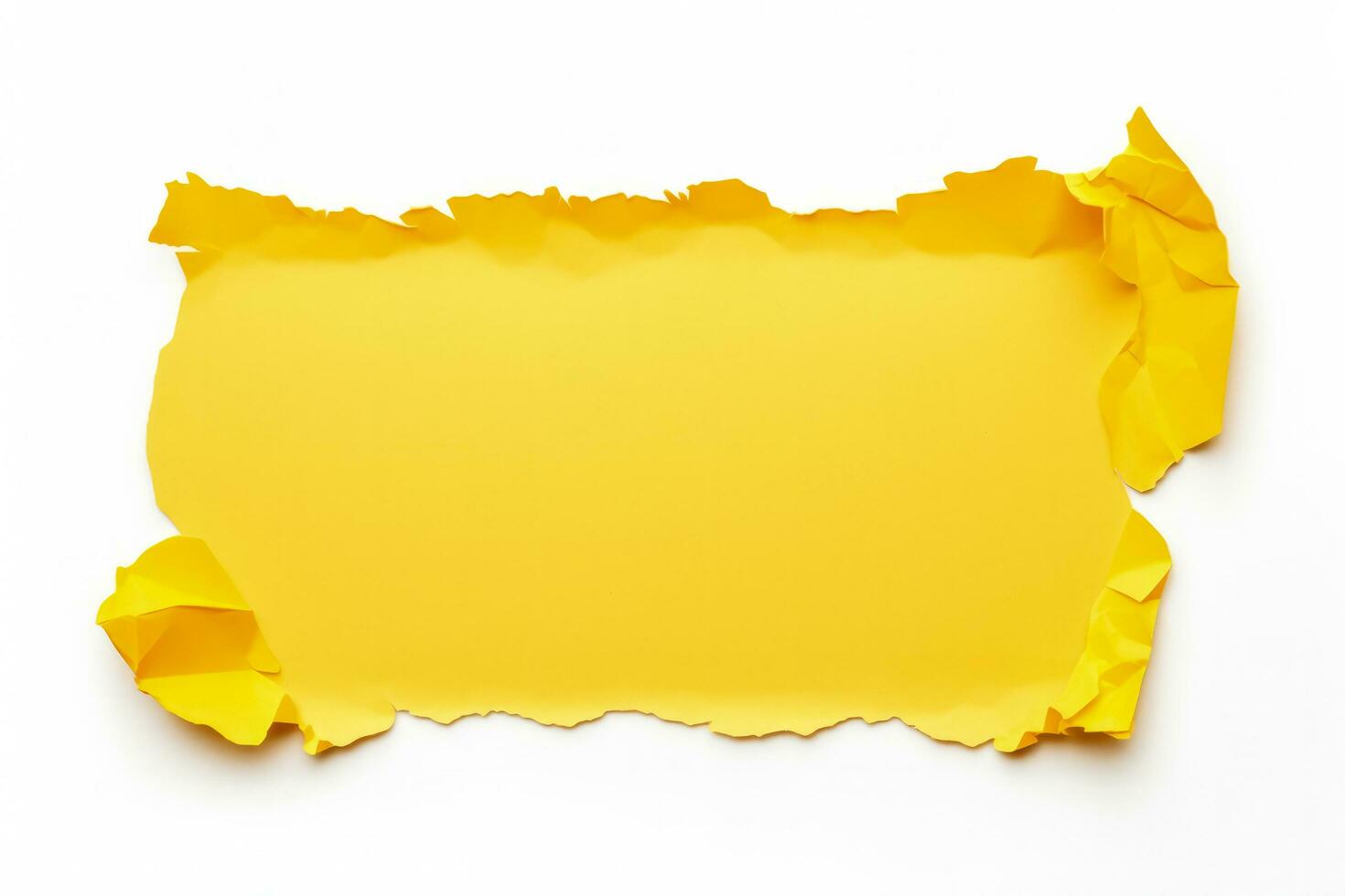 Gelb Papier zerrissen Botschaft zerrissen isoliert auf Weiß Hintergrund foto