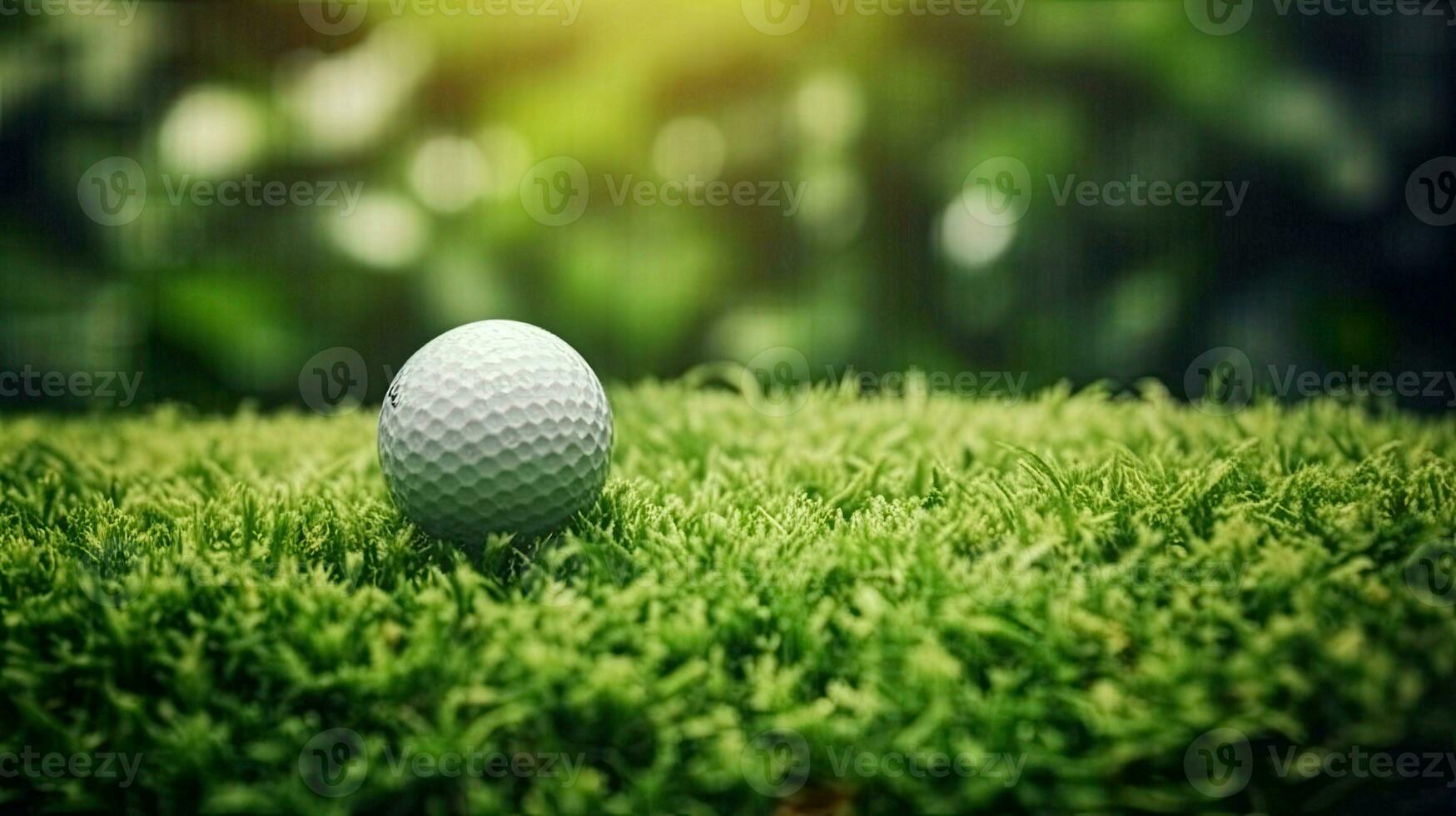 das Golf Ball auf das Golf Kurs werden eingeben das Loch ai generativ foto