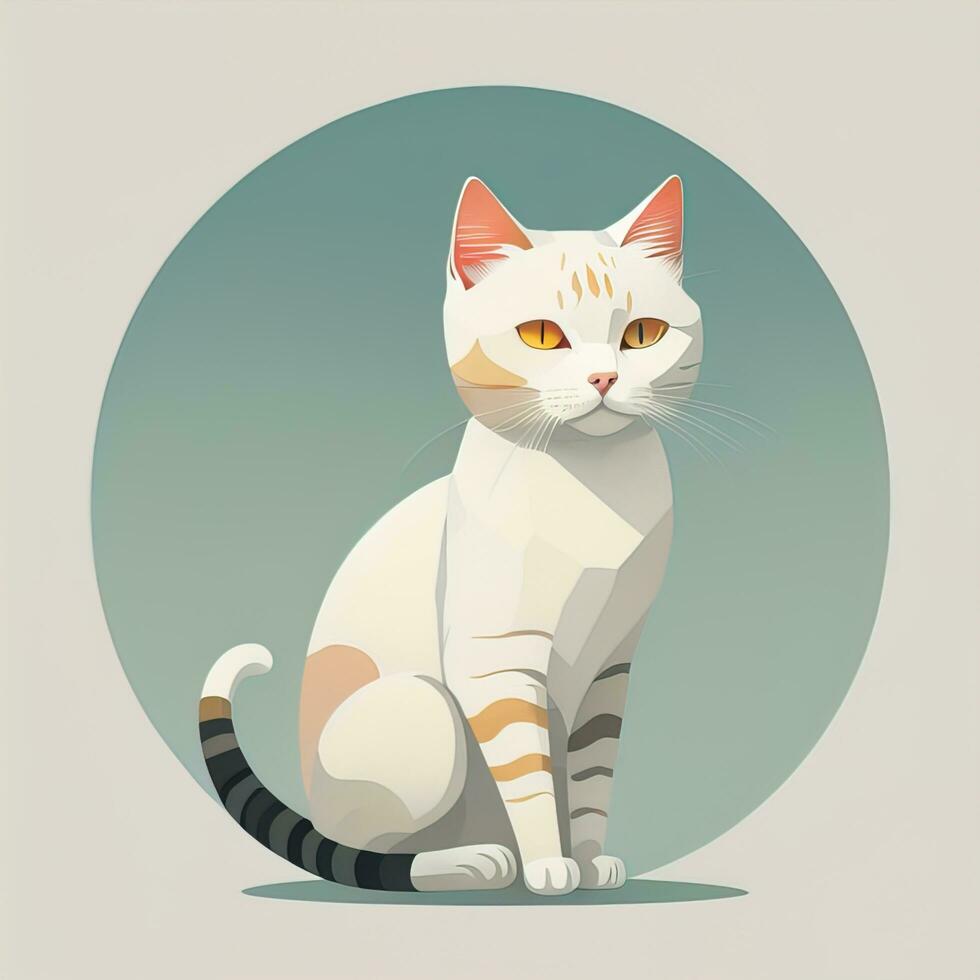 süß Katze Sitzung auf das Boden. Vektor Illustration im retro Stil. ai generativ foto