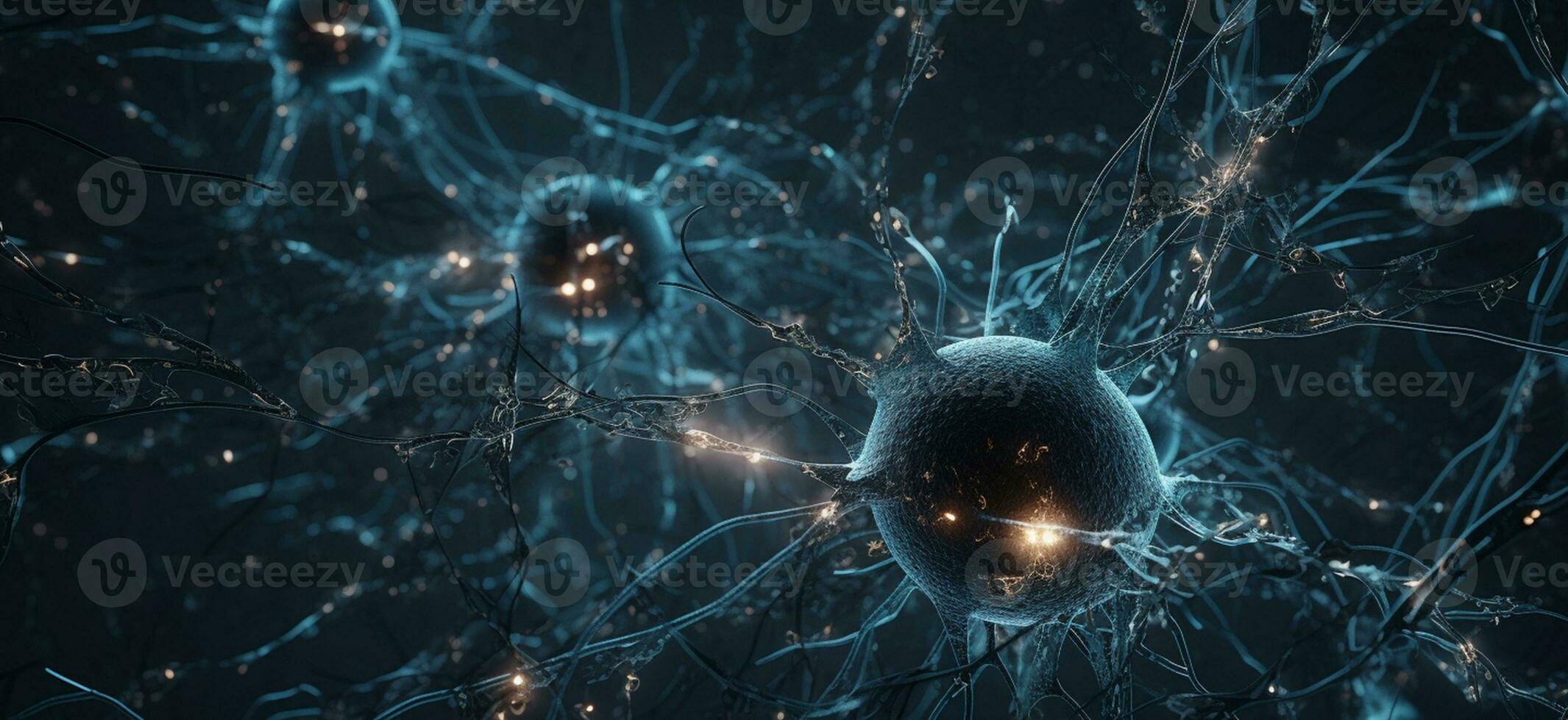 Neuron und Synapse mögen Strukturen abbilden Gehirn Chemie Banner Hintergrund ai generiert foto