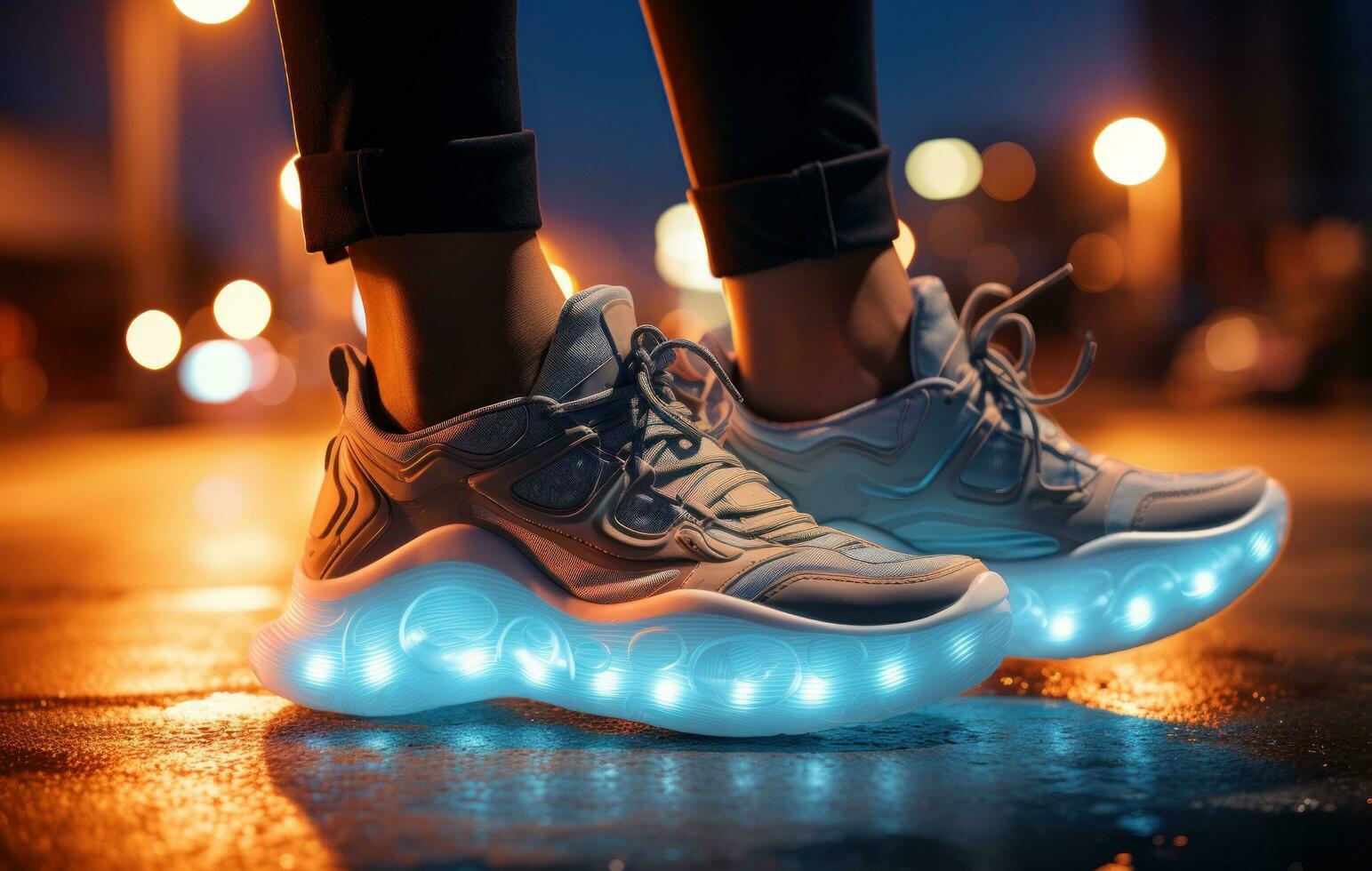 ein Person im Laufen Schuhe auf das Hintergrund von ein elektronisch Signal foto
