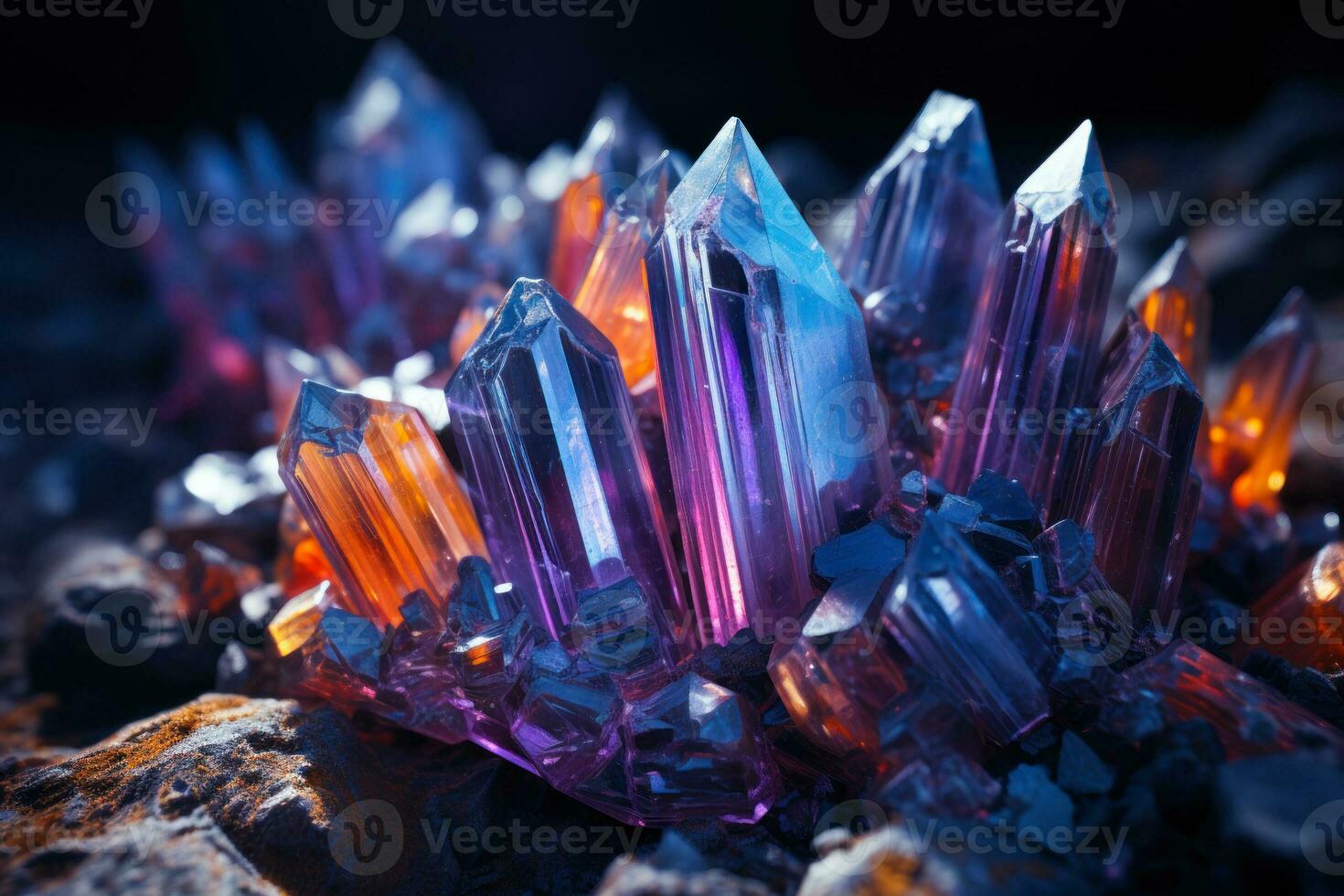 bunt Mineral Kristalle generativ ai foto