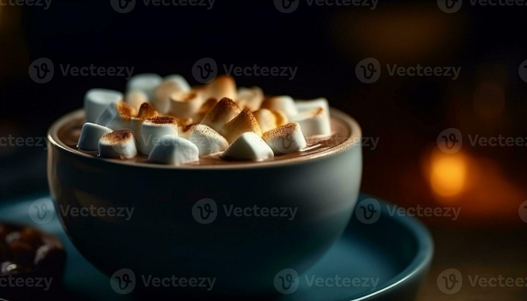 Gourmet Schokolade Dessert auf Tisch, schließen oben Mäusespeck Kaffee Hitze generiert durch ai foto