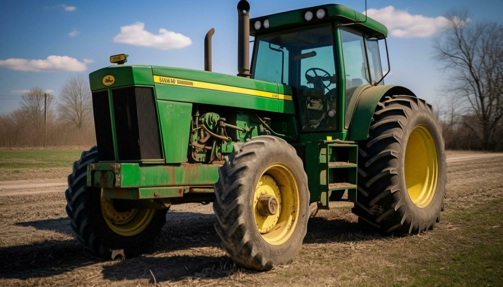 landwirtschaftlich Maschinen Arbeiten auf ein Bauernhof, Ernte Natur Wachstum generiert durch ai foto