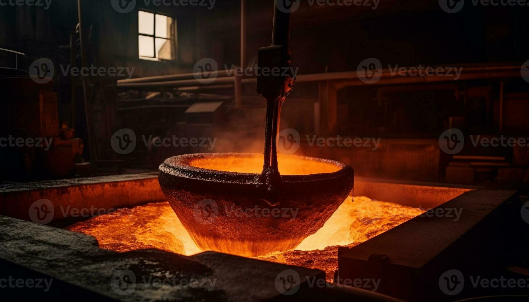 schmelzen Metall, Gießen flüssig, Hitze, Temperatur, Feuer, natürlich Phänomen, Arbeiten generiert durch ai foto