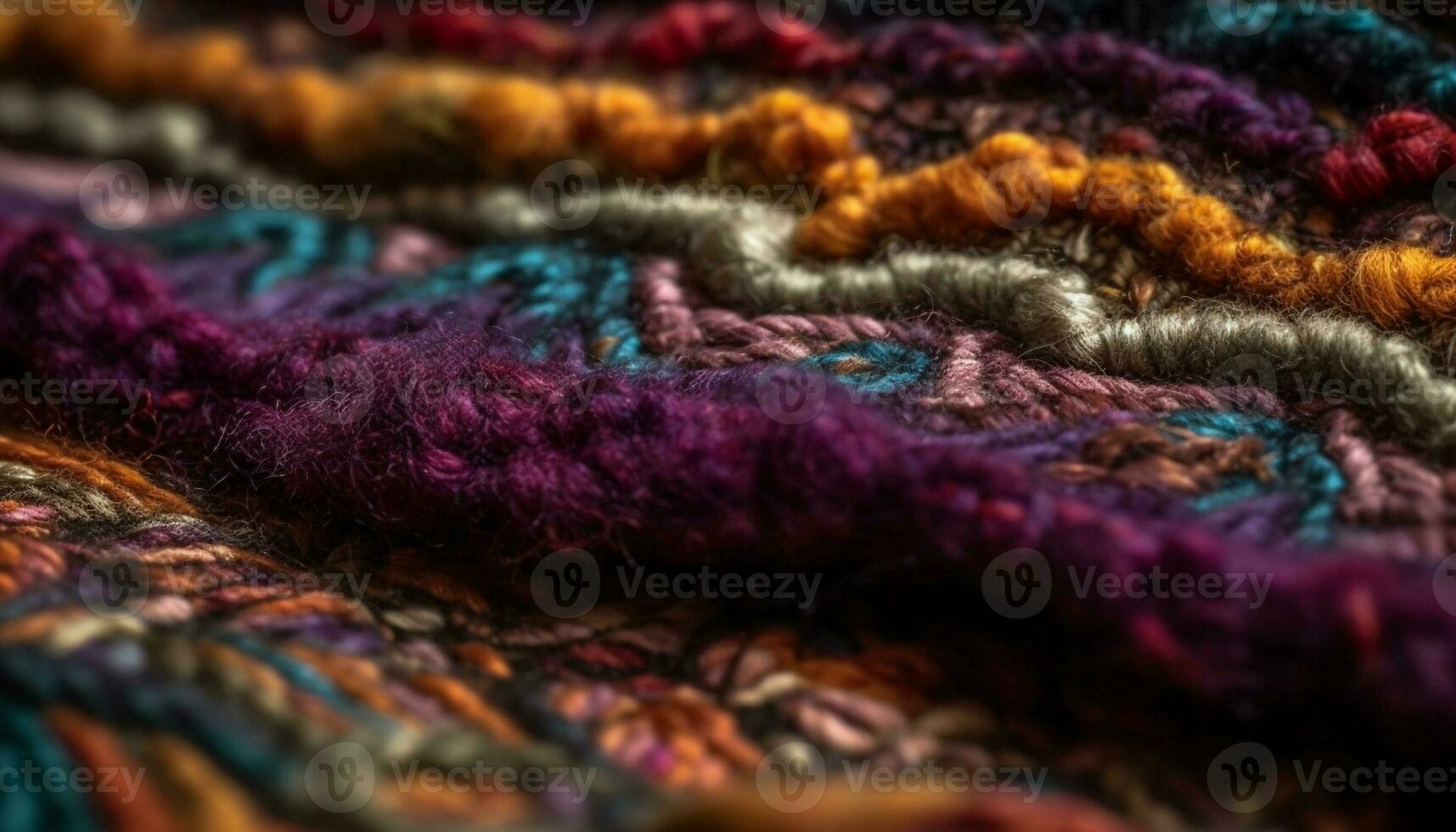 flauschige Wolle Textil- im beschwingt Farben, ein hausgemacht dekorativ Hintergrund generiert durch ai foto
