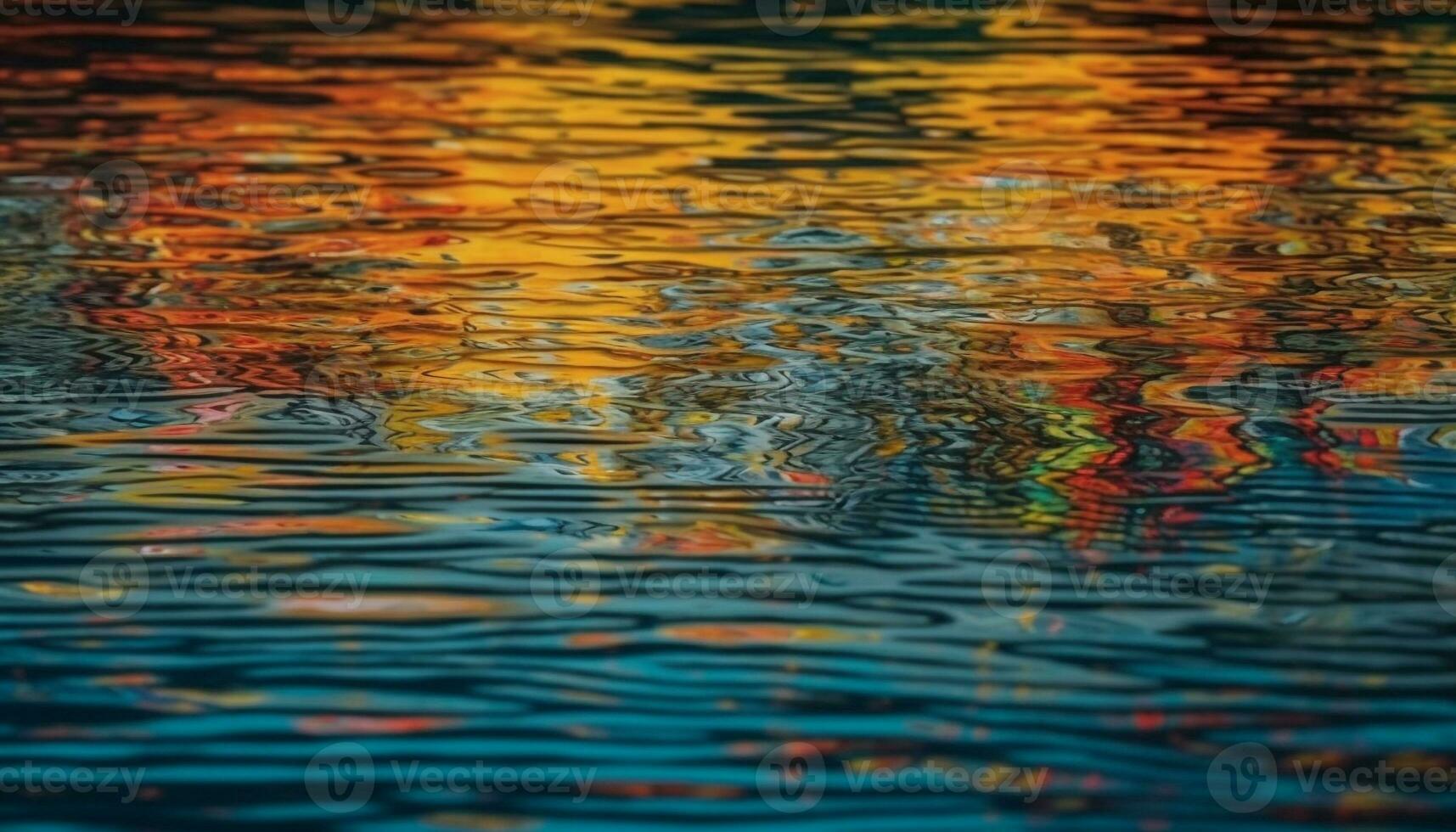 Natur Betrachtung auf Wasser schafft ein abstrakt, beschwingt, und still Szene generiert durch ai foto