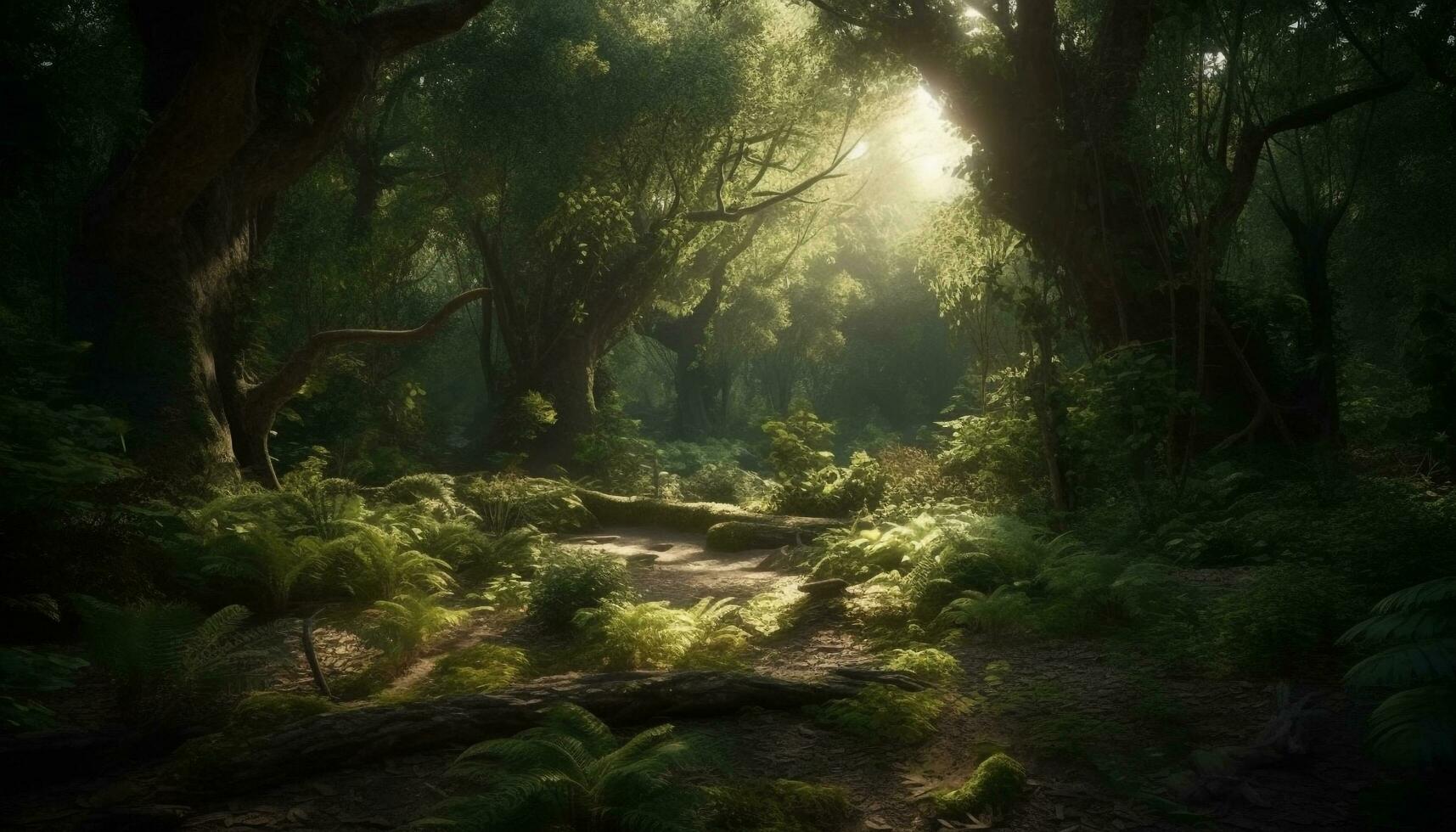 mysteriös Nebel Decken still Wald, Aufschlussreich Natur zauberhaft Schönheit generiert durch ai foto