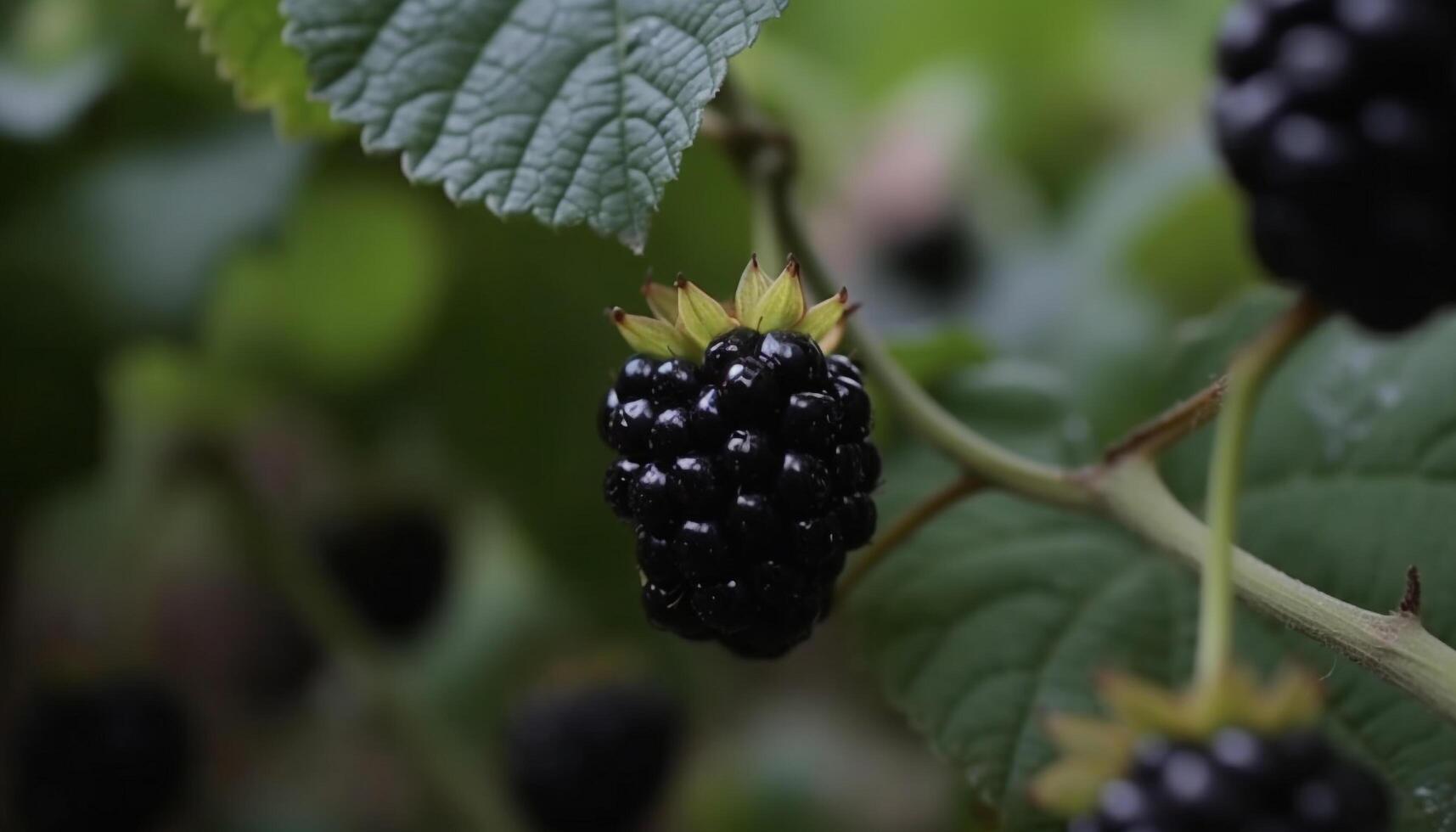 frisch, reif Beeren auf ein Grün Blatt, ein Süss Sommer- behandeln generiert durch ai foto