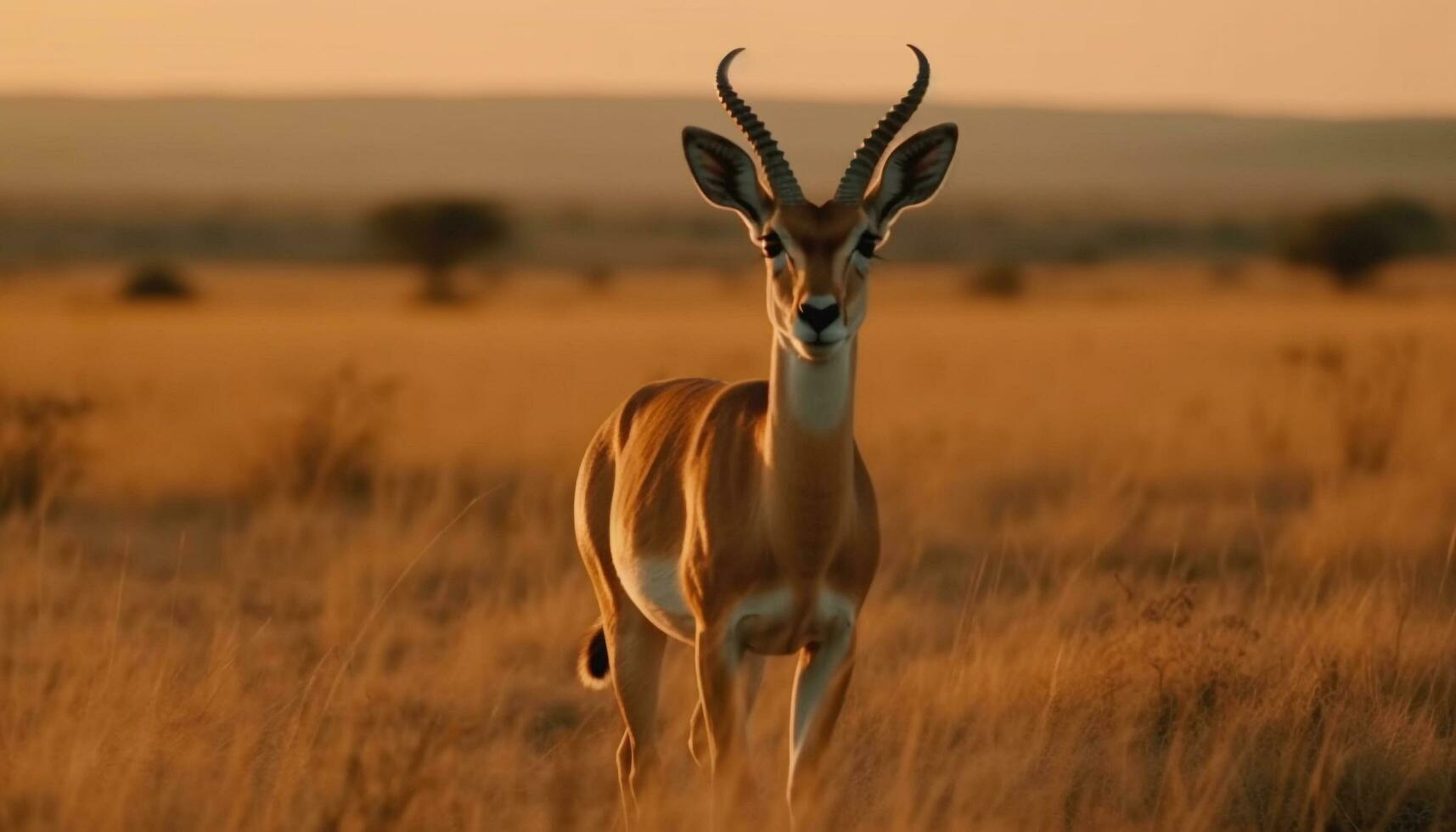 Tier im Afrika Natur, Sonnenuntergang Safari, draußen Säugetier, Wildnis Bereich generiert durch ai foto