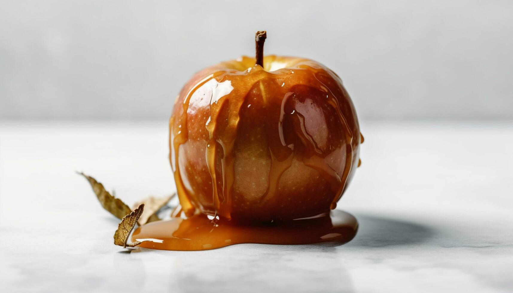 Frische und Süße im ein schließen oben von ein gesund Apfel Snack generiert durch ai foto