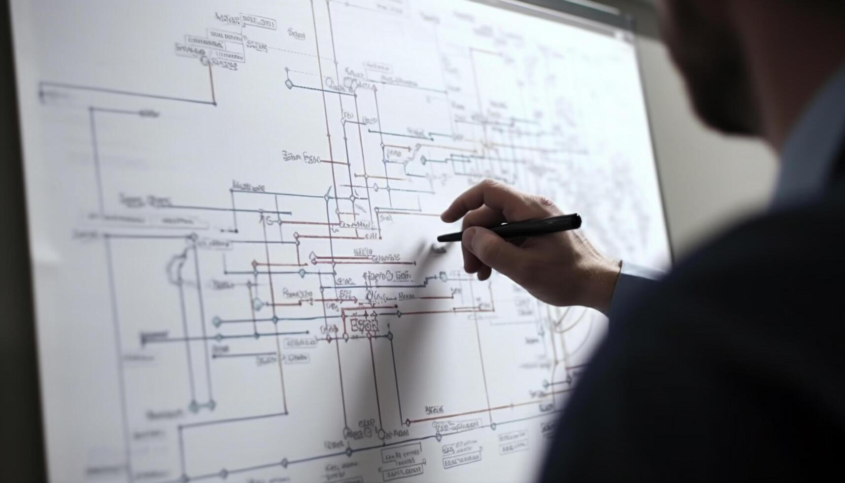 Architekten und Ingenieure planen, skizzieren, und Design Blaupausen zum Konstruktion generiert durch ai foto