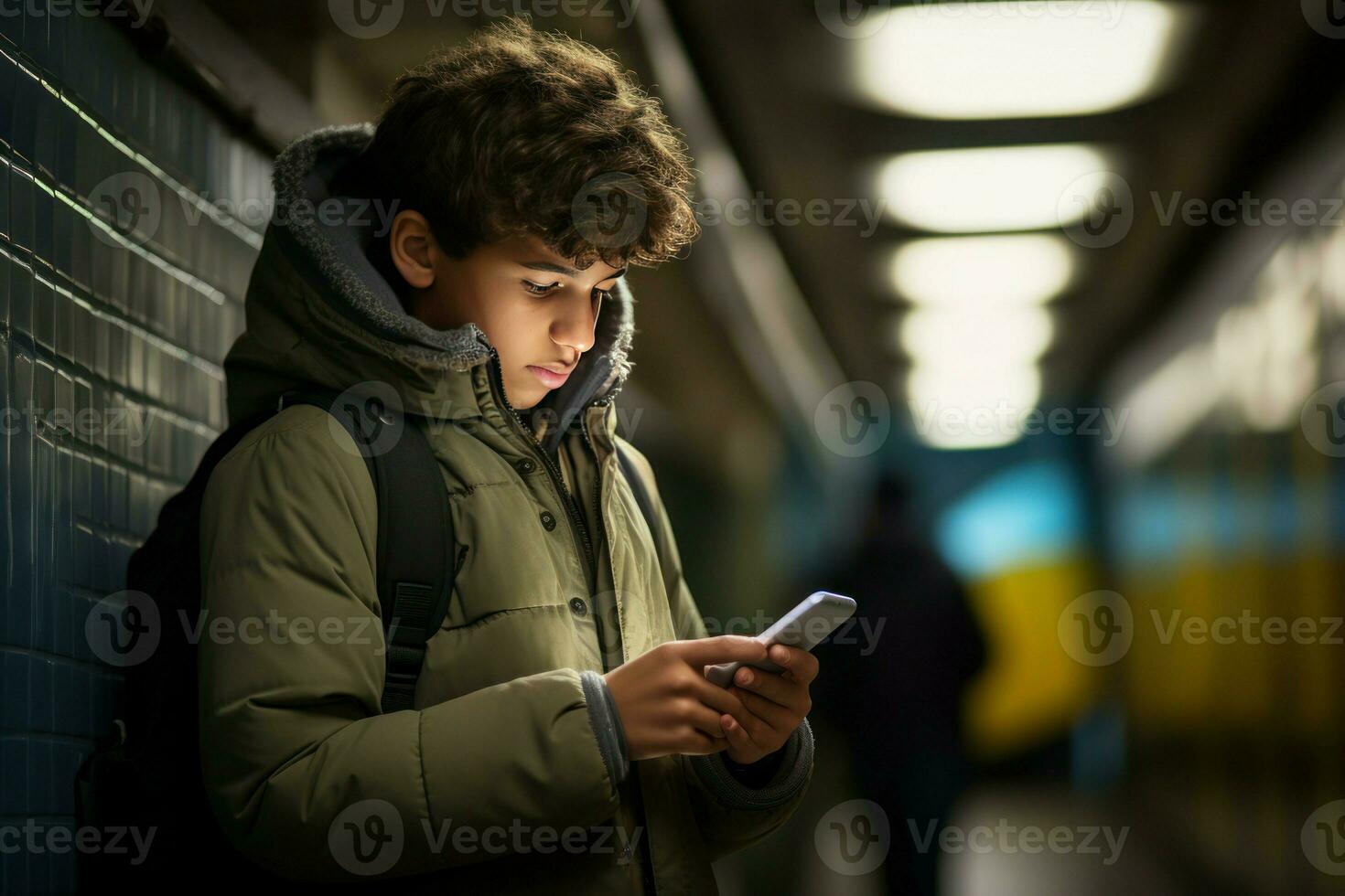 jung Junge London U-Bahn Reise. generieren ai foto