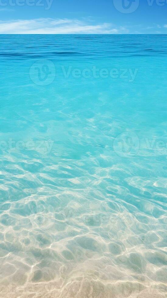 tropisch Strand mit Weiß Sand und Türkis Meer Wasser ai generiert foto