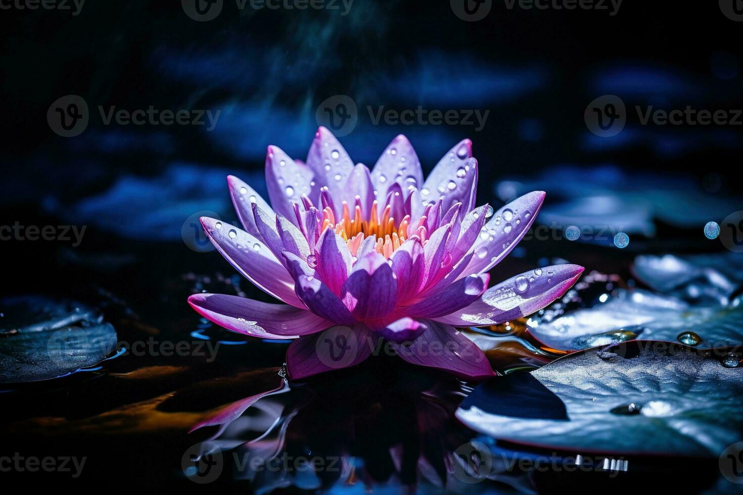 schön Rosa Wasser Lilie oder Lotus Blume auf dunkel Hintergrund ai generiert foto