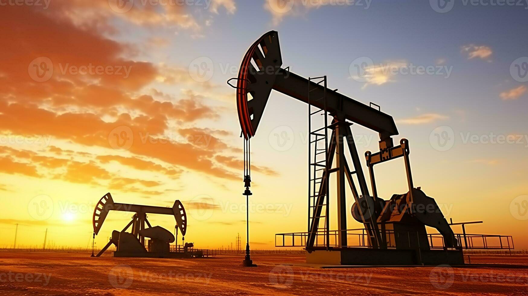 Öl Bohren Bohrtürme beim Wüste Ölfeld zum Fossil Kraftstoffe
