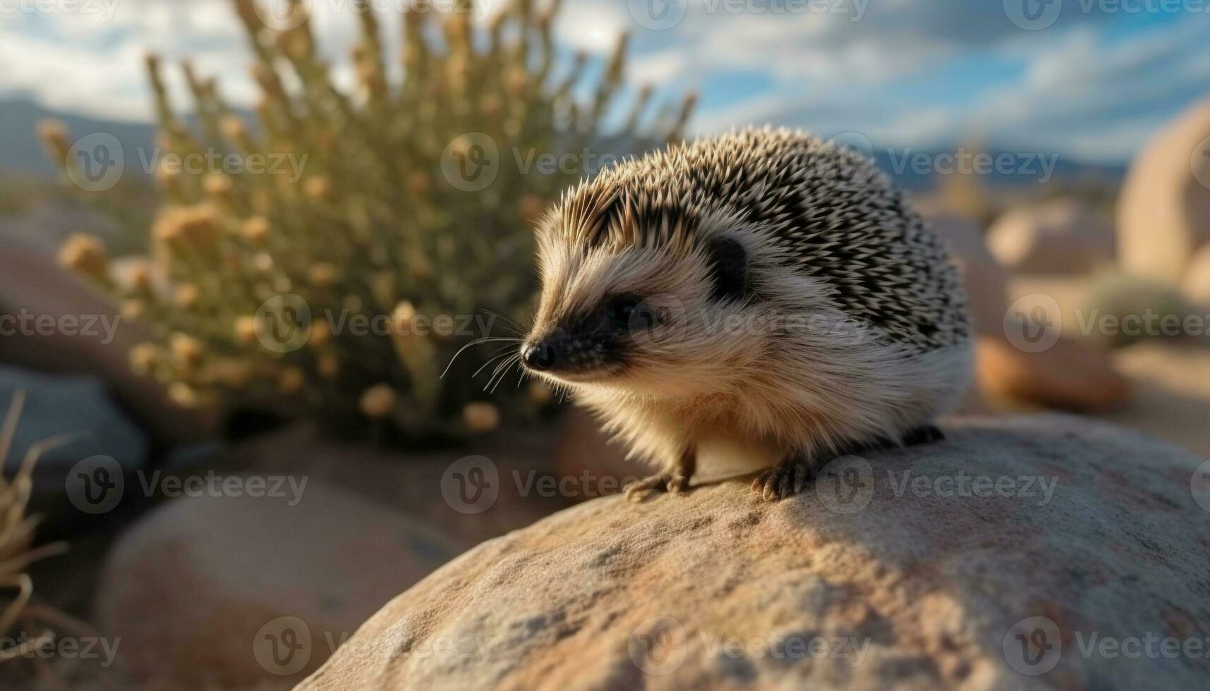 süß klein Igel Sitzung im Gras, suchen beim Kamera generiert durch ai foto