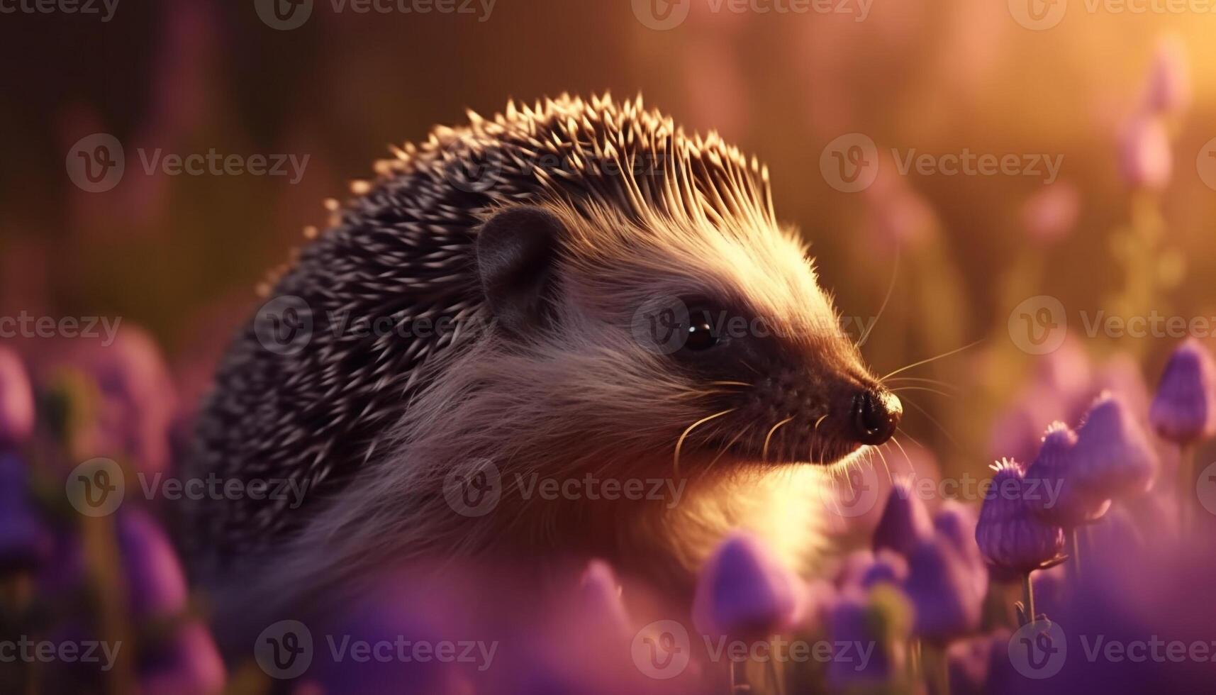 süß Igel mit flauschige Pelz suchen beim Kamera im Grün Gras generiert durch ai foto