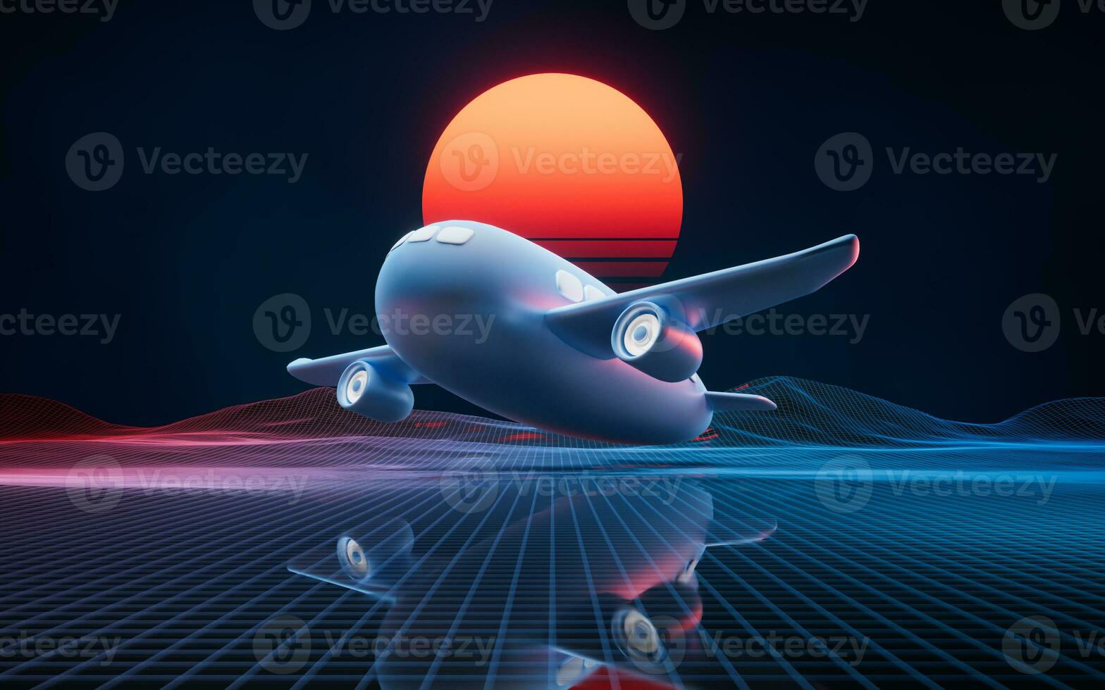 Flugzeug und Transport mit Karikatur Stil, 3d Wiedergabe. foto