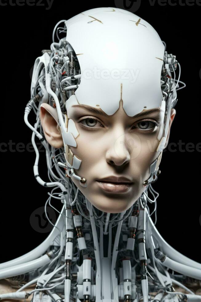 künstlich Intelligenz verkörpert im ein Humanoid Kopf foto