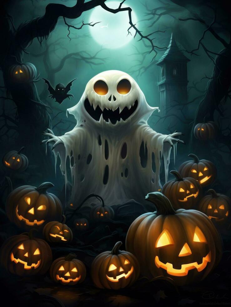 glücklich Halloween, Kinder werden genießen das Halloween Festival, das Geister werden Kommen Sie aus auf das Halloween Festival.generativ ai foto