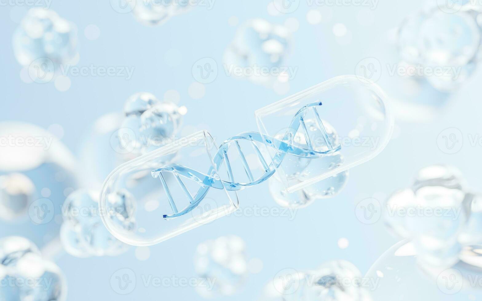 medizinisch Kapsel mit biomedizinisch Konzept, 3d Wiedergabe. foto