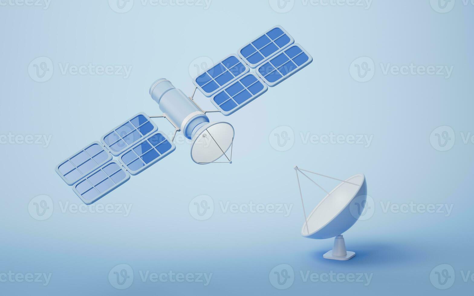 Raum Orbital Satellit, Luft- und Raumfahrt und Kommunikation Konzept, 3d Wiedergabe. foto