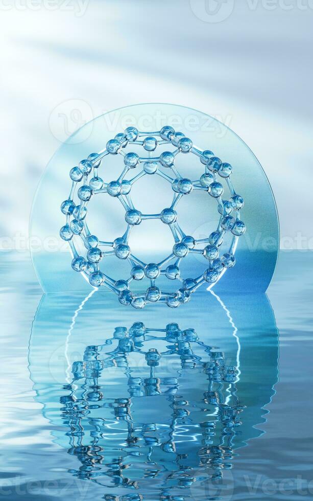 Molekül mit Wasser Oberfläche Hintergrund, 3d Wiedergabe. foto