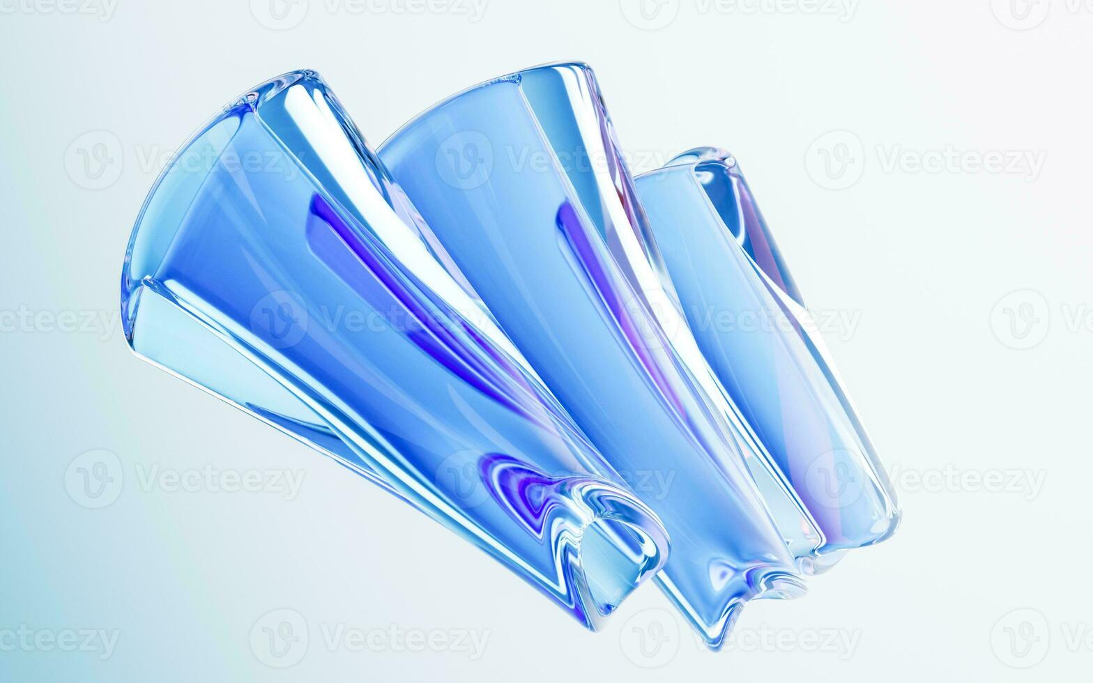transparent Glas mit Gradient Farben, 3d Wiedergabe. foto