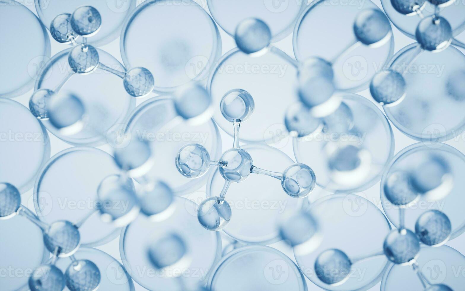 Moleküle mit Blau Hintergrund, 3d Wiedergabe. foto