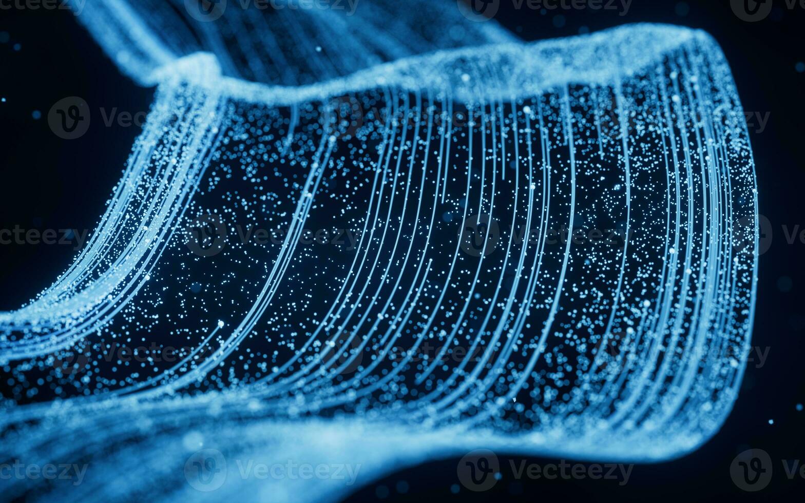 fließend Partikel mit glühend Linien, 3d Wiedergabe. foto