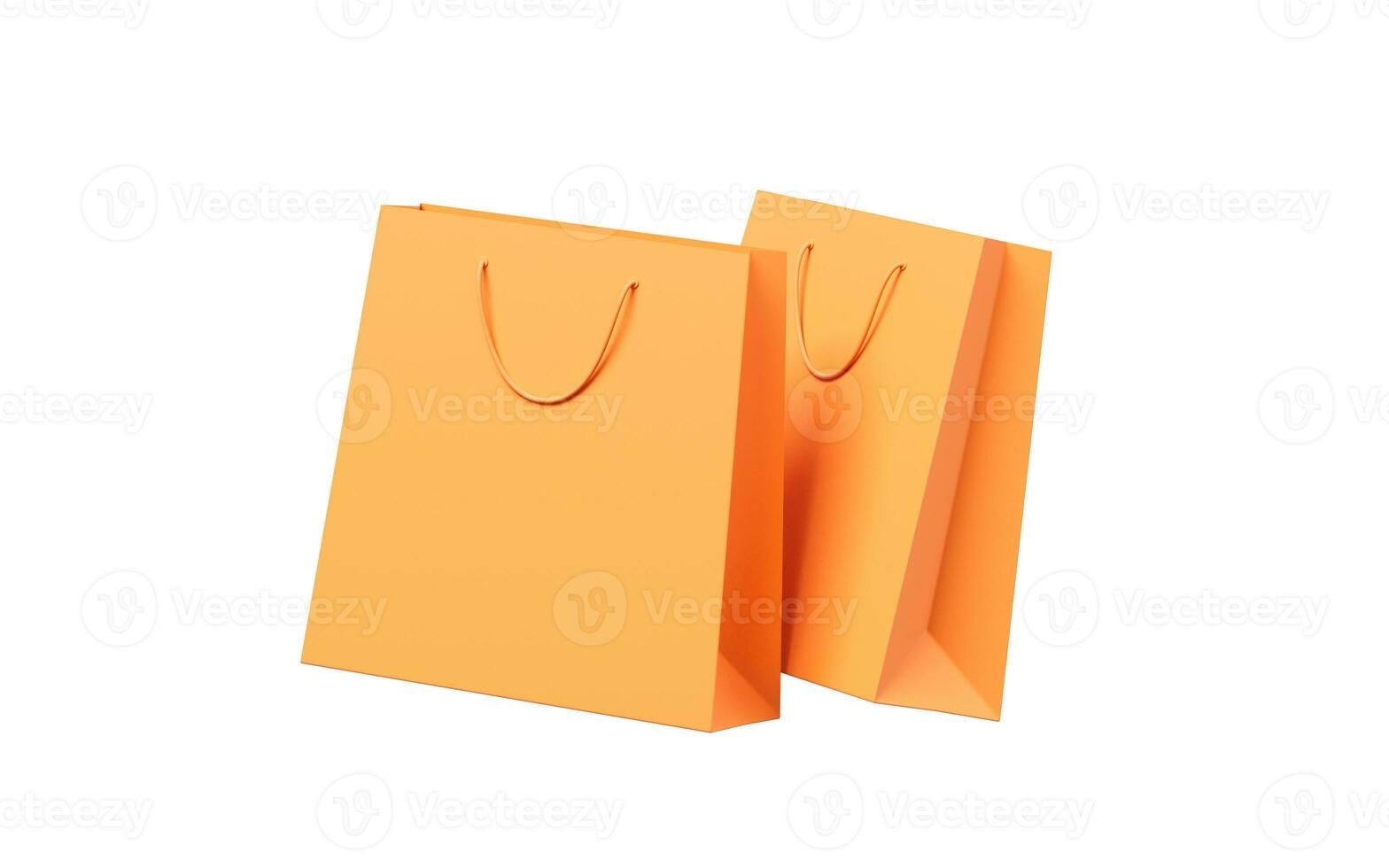 Einkaufen Taschen mit Orange Farbe, 3d Wiedergabe. foto