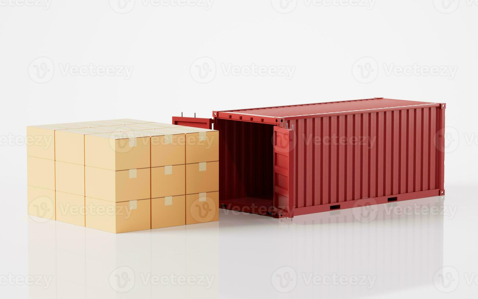 Ladung Container, Fracht und Export, 3d Wiedergabe. foto