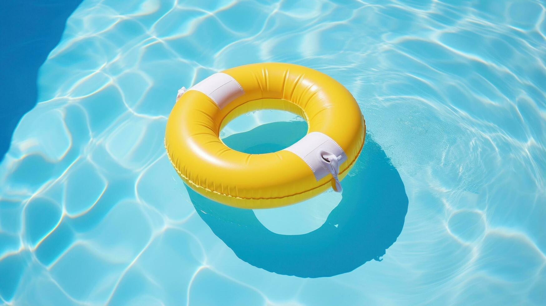 Rettungsring schwimmt im ein Kristall klar Blau Schwimmen Schwimmbad foto