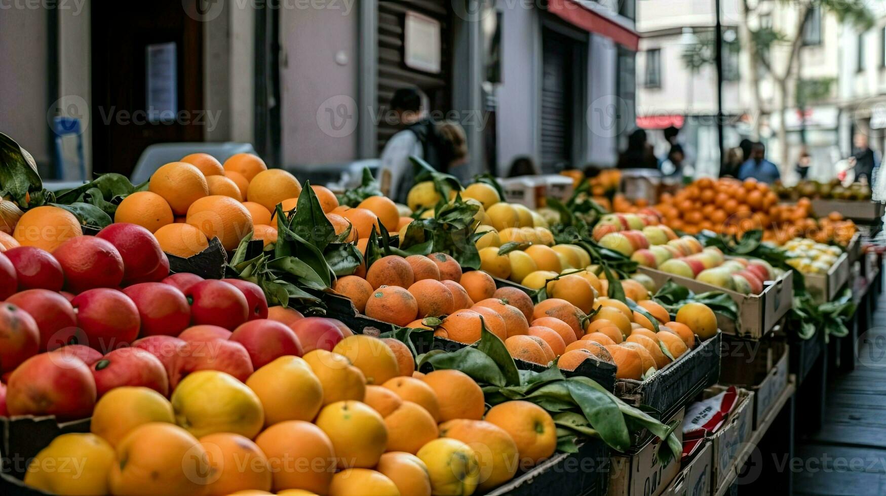 traditionell Obst und Gemüse Markt ai generativ foto