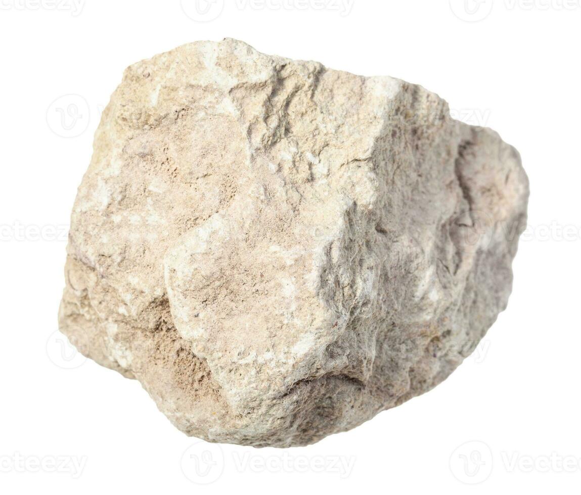 unpoliert Mergel Stein isoliert auf Weiß foto