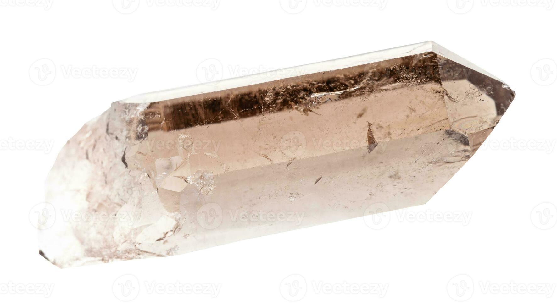 Rau Kristall von rauchig Quarz isoliert auf Weiß foto