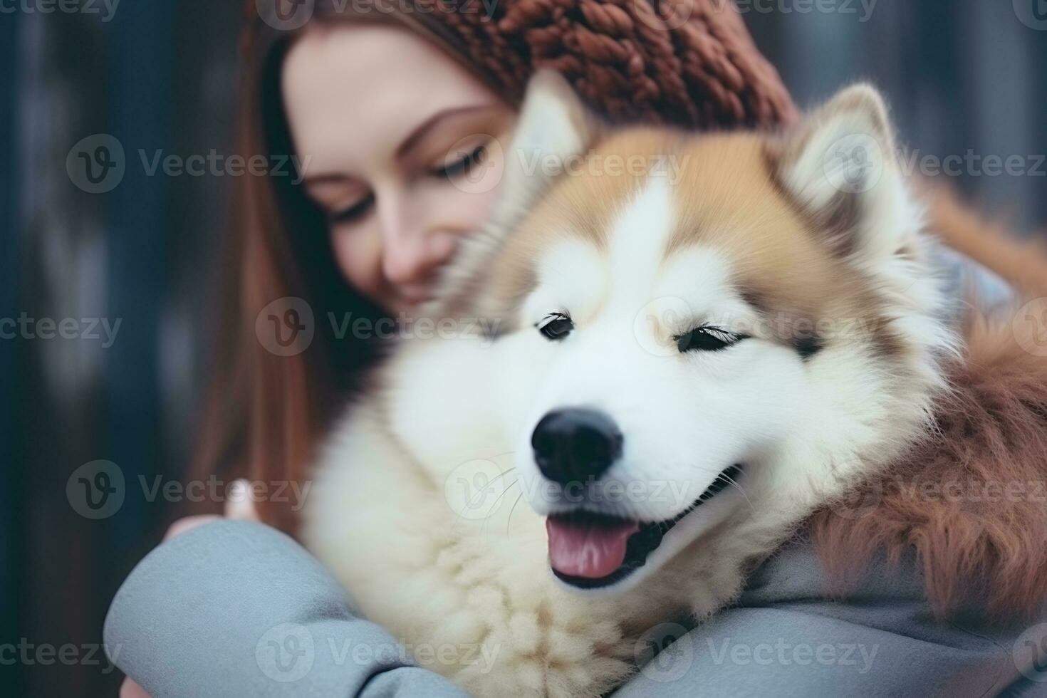 Porträt von Menschen umarmen heiser Hund Haustier Konzept foto