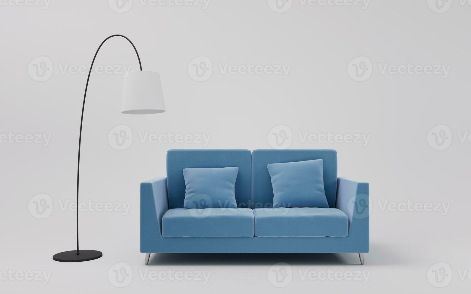 Sofa mit Weiß Hintergrund, 3d Wiedergabe. foto