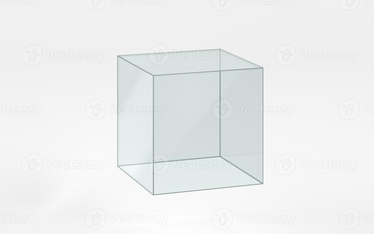 leeren Glas Vitrine, 3d Wiedergabe. foto