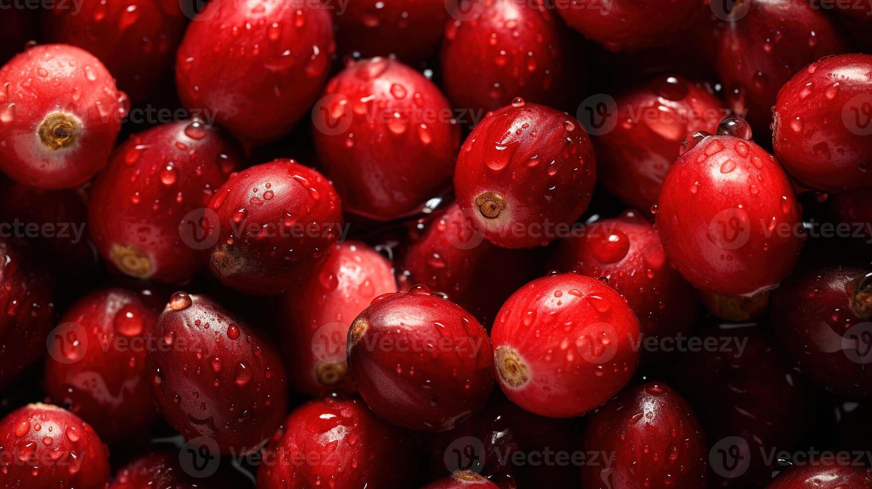 realistisch Foto von ein Bündel von Preiselbeeren. oben Aussicht Obst Landschaft. ai generiert