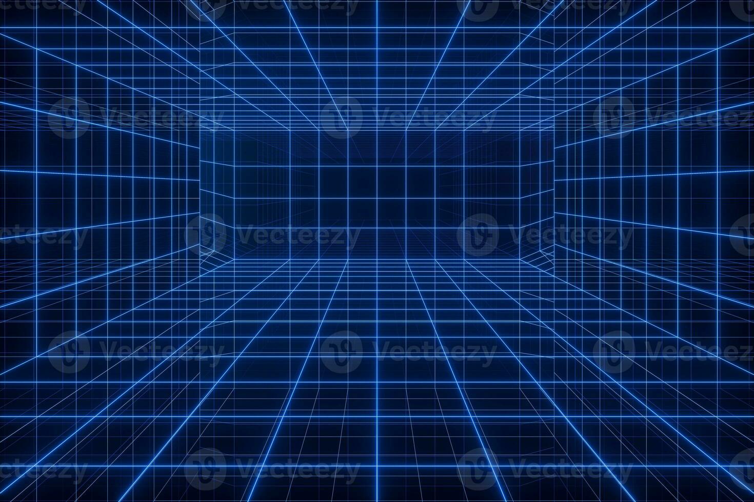 leeren Cyberspace Tunnel mit glühend Linien, 3d Wiedergabe. foto