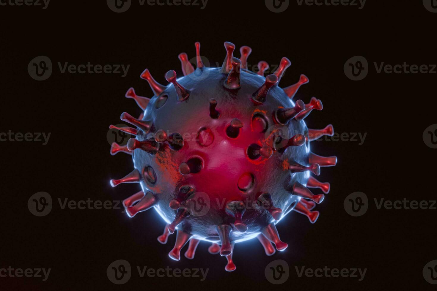 dispergiert Corona Viren mit dunkel Hintergrund, 3d Rendern foto