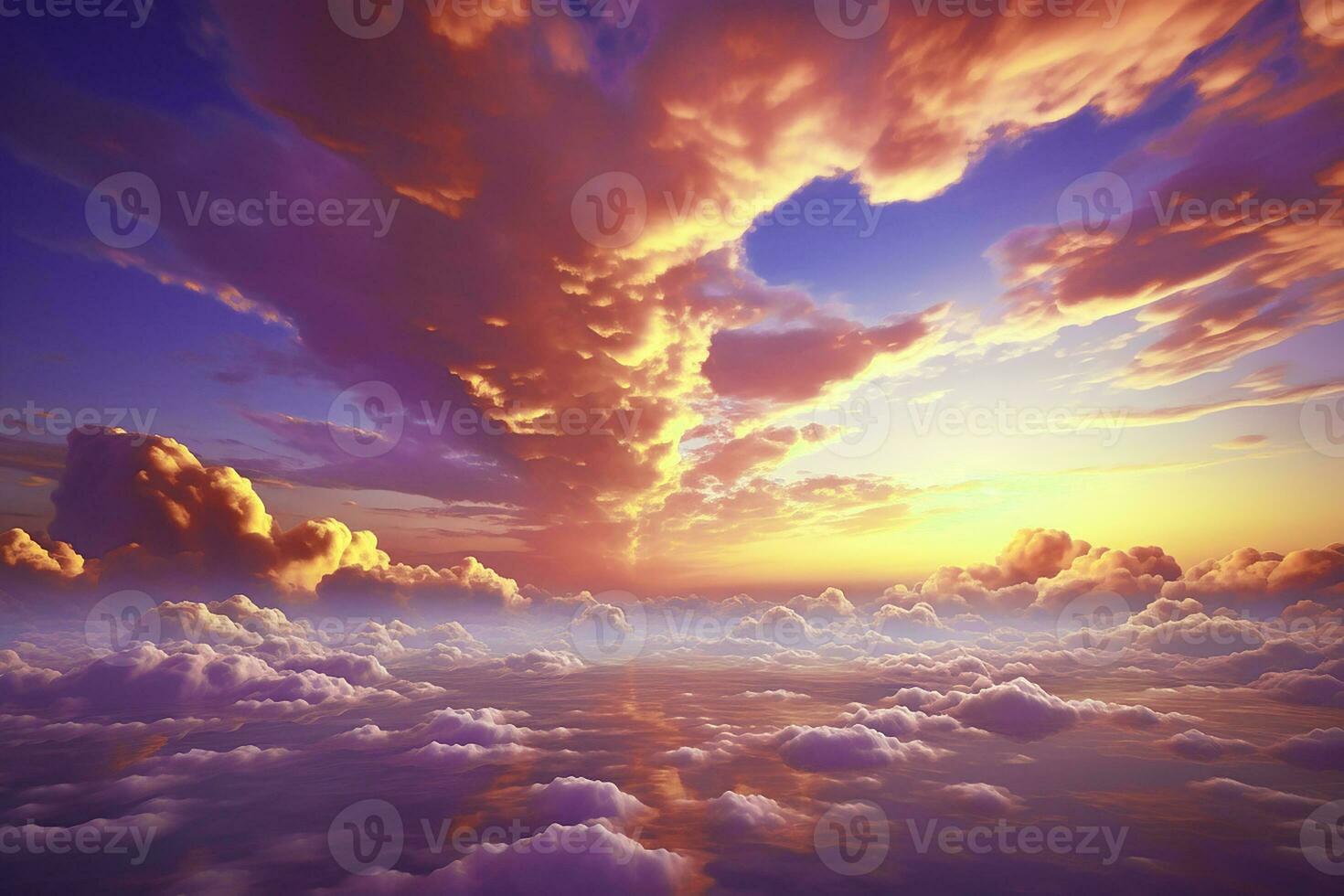 dramatisch Wolkenlandschaft im Himmel beim Sonnenuntergang ai generativ foto