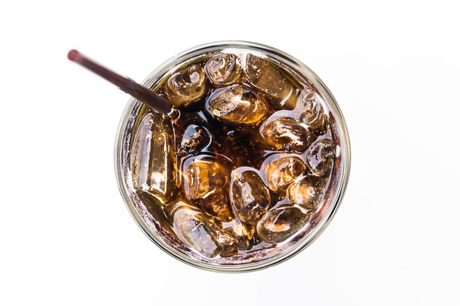 Cola-Glas auf weißem Hintergrund foto