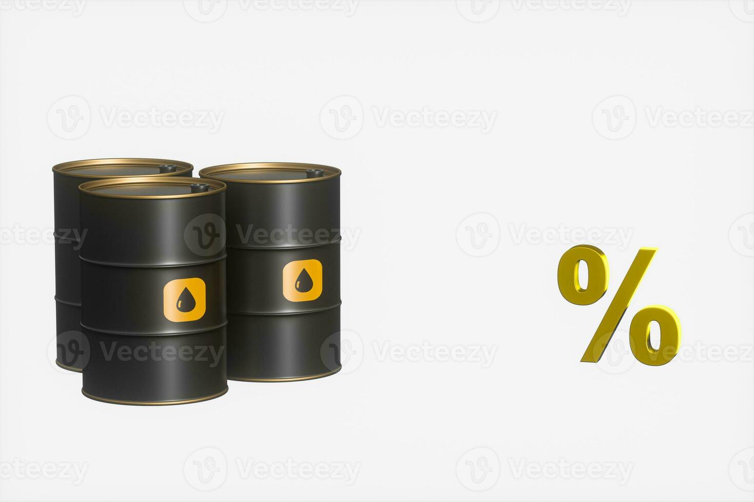 Öl Fass und Prozentsatz mit Weiß Hintergrund, 3d Wiedergabe. foto