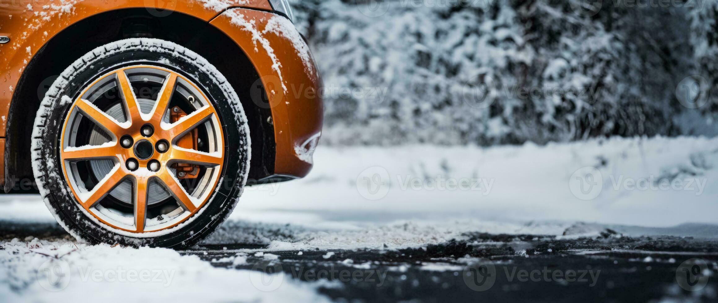Rad von ein Auto im Schnee foto